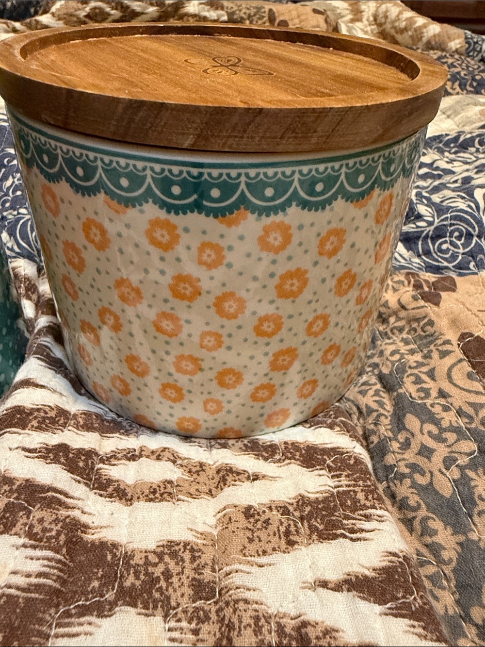 Floral Ceramic Storage Canister Set with Wood Lids - Multicolor - Picture 4 of 6
